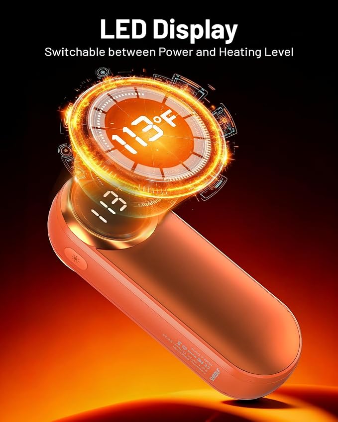 Rechargeable Hand Warmers 2 Pack - Magnetic AI Electric Hot Hands with LED Light, 3 Heat Settings Double Sided, 15H Battery Life, Portable Electric Heater for Outdoor，Hunting Camping ， Christmas Gifts