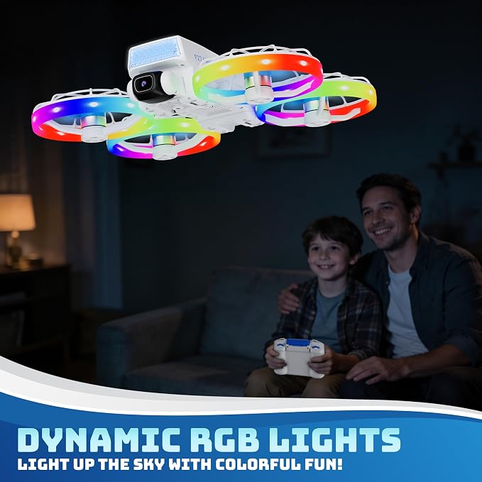 Contixo F27 Halo Mini Foldable Drone with 4.3" Screen Remote – 720P HD Dual Camera, LED Lights, Optical Flow Hover, One-Key Takeoff/Landing, 360° Stunts, 350 ft Range, Beginner Drone