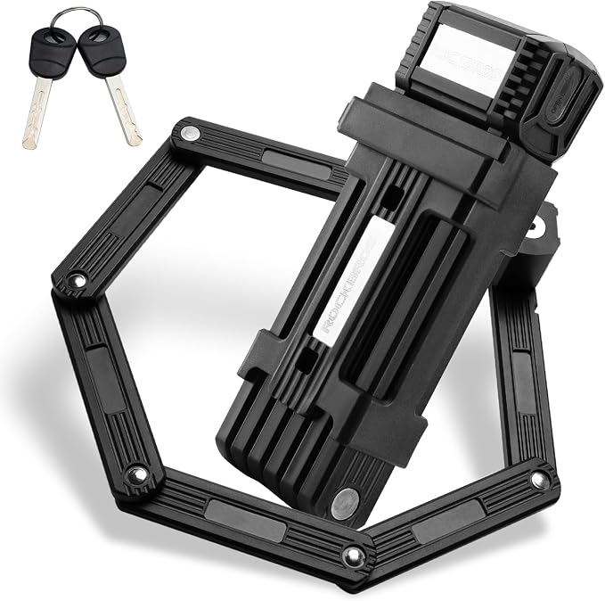 ROCKBROS Folding Design Bike Lock – Heavy-Duty 3.3 lbs Portable Key Lock with Anti-Theft Alloy Steel, Waterproof & Rustproof for Bicycle, E-Bike, Scooter, Motorcycle