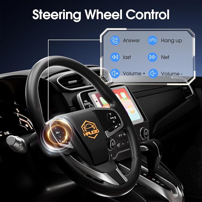 Haudio 10.1" Wireless Double Din Car Stereo with Bluetooth, Wireless CarPlay and Android Auto, Backup Camera, GPS Navigation, Free APK Download and Deletion, FM, Voice Control, Mirror Link