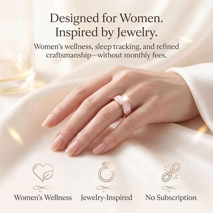 Smart Ring for Women, Sleep Tracker and Health Ring with Heart Rate, SpO2, HRV, Multi-Sport Tracking, IP68 Waterproof, Jewelry-Inspired Design, No Subscription, for iOS and Android (White, 8#)