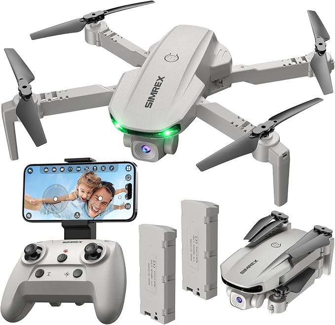 SIMREX Drone With Camera for Kids Beginner & Adults – Foldable RC Quadcopter with Altitude Hold, Optical Flow Positioning , Indoor Mini Drone with One Key Start, Headless Mode, 3D Flip, Gift for Boys & Girls & Teenagers