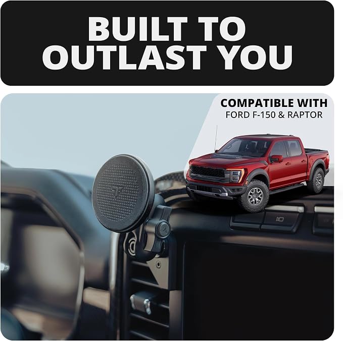 Tackform Link Vent Mount Magnetic Phone Holder - Compatible with MagSafe, 2021-2025 Ford F150 & Raptor, 2023-2025 Ford Super Duty | Billet Aluminum | Zero Slip | 2" Arm | Blue