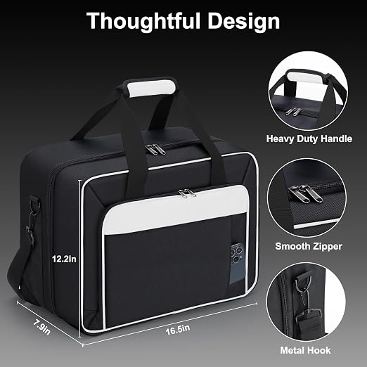 GDNasist Carrying Case Fit for PS5, Travel Thickened Protective Bag Compatible with Playstation 5 Console, Headset, PS5 Controller, Game Discs, and Gaming Accessories, White