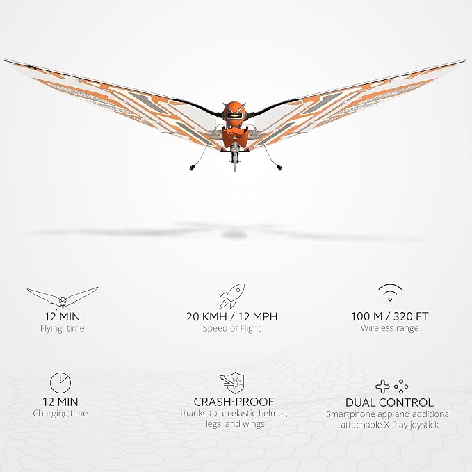 X-Fly Bionic Bird - sensor assisted ornithopter drone | RC & smartphone controlled for iOS & Android| Easy to fly with Autopilot & 6-Axis Gyro Stabilizer | next-gen flapping wings | For pilots & beginners