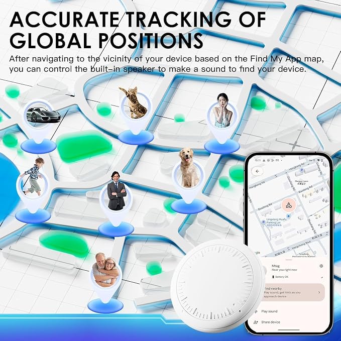 Mini GPS Tracker for Vehicles,Tracker Device for Vehicles No Subscription No Monthly Fee No SIM,Hidden Tracking Devices for Cars with Magnetic Case(Available for Android and iOS)