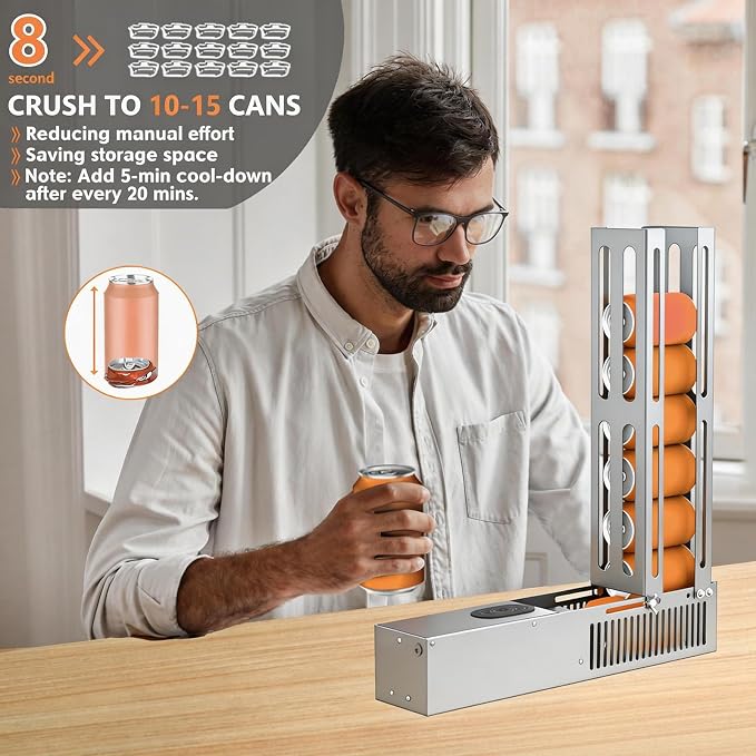 YOTAN Electric Can Crusher, 8oz&12oz&16oz Automatic Can Crusher, Can Fill 8 Cans at a Time, Automatic Can Eject, Heavy Duty Can Crushers for Recycling Aluminum Seltzer, Cola, Beer Cans