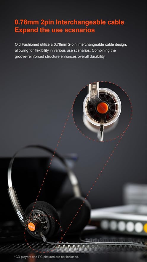 Moondrop Old Fashioned 40mm On-Ear Headphone with 0.78mm 2pin Open-Back Headphone (3.5mm Jack)