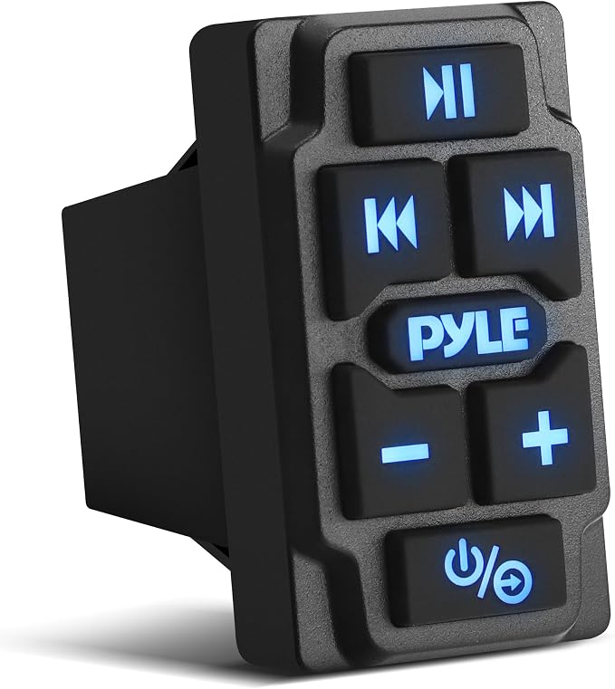 Pyle Rocker Switch Wireless BT Audio Controller, Waterproof Rated Marine Receiver Remote Control for Car, Truck, Boat, 4x4, PowerSport Vehicles, Connect and Stream Audio from External Devices