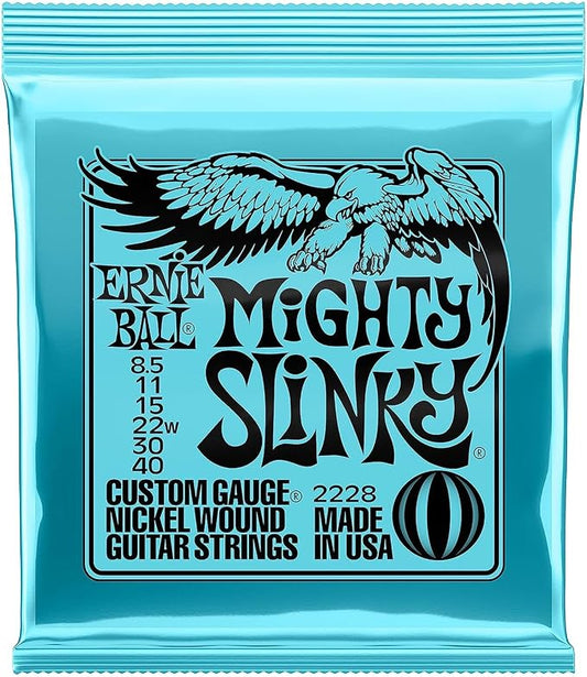 Ernie Ball Mighty Slinky Nickel Wound Electric Guitar Strings, 8.5-40 Gauge (P02228)
