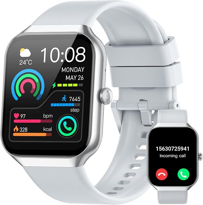 Smart Watch for Men Women (Answer/Make Call), 1.96" HD Smartwatch with Heart Rate/Sleep Monitor/Pedometer/Calories, 113+ Sports Fitness Watch, IP68 Waterproof Activity Tracker for Android iOS-Gray