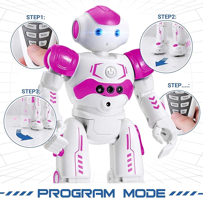 KingsDragon RC Robot Toys for Kids, Gesture & Sensing Programmable Remote Control Smart Robot for Age 3 4 5 6 7 8 Year Old Boys Girls Birthday Gift Present，Rose