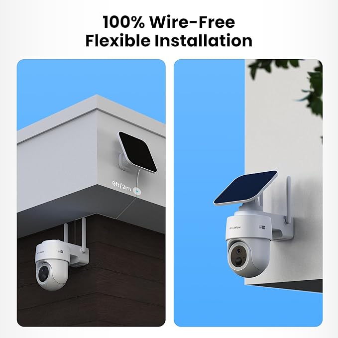 LaView 2K 3MP Solar Security Cameras Wireless Outdoor, Cameras for Home Security, 360° Pan & Tilt Rechargeable Battery Camera, IP65 Outdoor Camera, Color Night Vision, Two-Way Audio, Work with Alexa