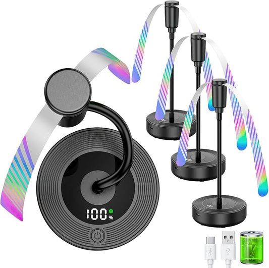 TriPole Fly Fans for Tables, 2000mAh Rechargeable Battery Operated Food Fan Lasts 20 Hrs with LED Display, Portable Fly Table Fan Indoor Outdoor for Picnic, Party, BBQ, Kitchen, Patio, 4 Pack