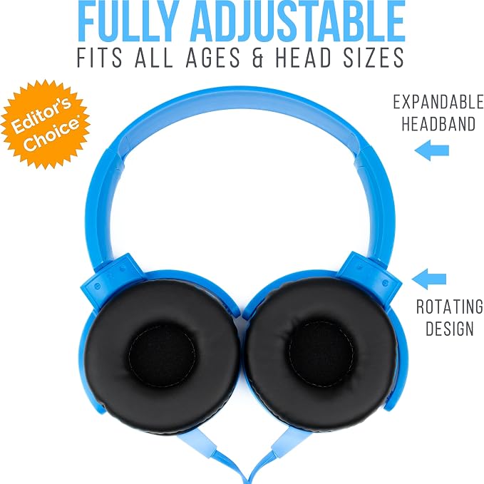 Barks Classroom Headphones with Microphone (Blue, 12 Pack) - Wired 3.5mm On-Ear Bulk Headphones for Classroom: Best for Students K-12 Schools (Durable, Inline Microphone, Great Recording Quality)