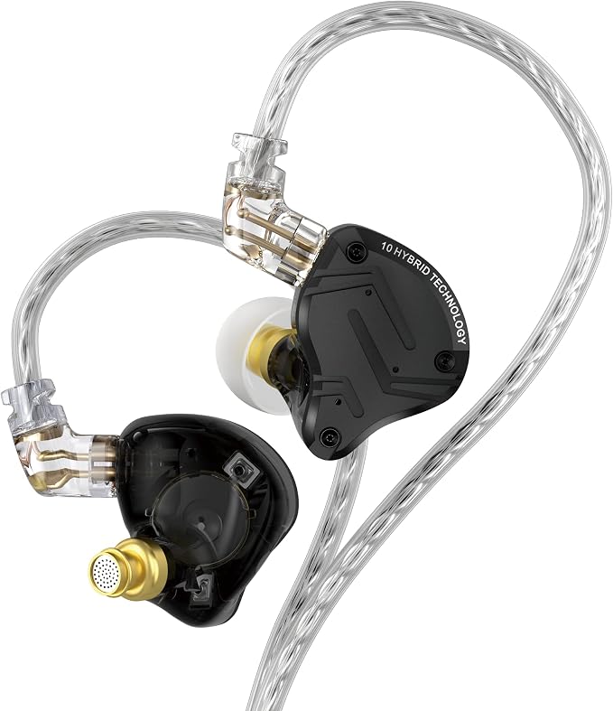 KZ ZS10 Pro X in Ear Monitor Headphone, Upgraded 4BA 1DD KZ Headphone Multi Driver in Ear IEM Earphone with Detachable Silver-Plated 0.75mm 2Pin Cable inears for Audiophile(Dark,No Mic)…