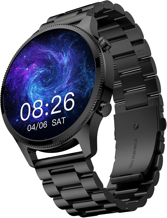 Noise Halo Premium Metallic Smartwatch, 1.43" AMOLED Display, 7 Day Battery, BT Calling (Make/Answer), Dust & Water Resistant, 100+ Sport Modes, NoiseFit App Supprt, 1 Year Warranty (Elite Black)