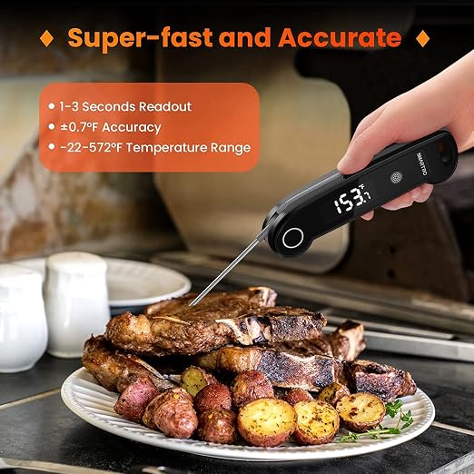 SMARTRO ST49 Instant Read Meat Thermometer Black and SC93 Weather Station Wireless Indoor Outdoor Thermometer Temperature Humidity Monitor