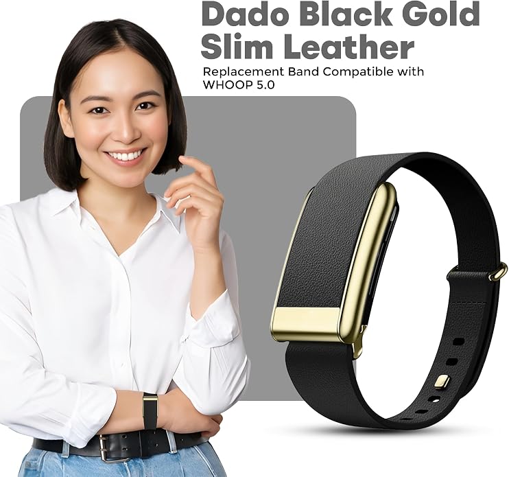 DADO Luxe Tapered Leather Replacement Band Compatible with WHOOP 5.0, One, Peak, and Life Fitness Tracker – Durable & Comfortable | Not for Whoop Gen 4