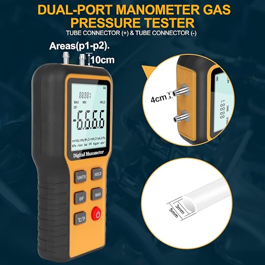 Product Image Manometer, Professional Air Pressure Meter & Leaton Digital Luxmeter Digital Illuminance Light Meter lux Meter