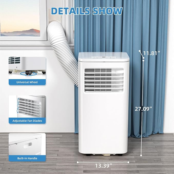 Antarctic Star 10000 BTU Portable Air Conditioners, Portable AC Unit with Fan/Dehumidifier/Sleep Modes, Cools up to 450 Sq.Ft with Remote Control, 24H Timer, Window Kits for Living Room, Bedroom