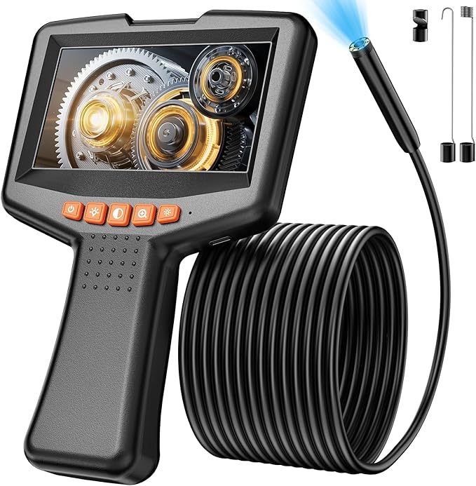 Endoscope Camera with Light: 4.3" 1080P Inspection Borescope Camera for Sewer - 16.4ft Waterproof Industrial Endoscope - Flexible Snake Bore Scope for Plumbing Automotive