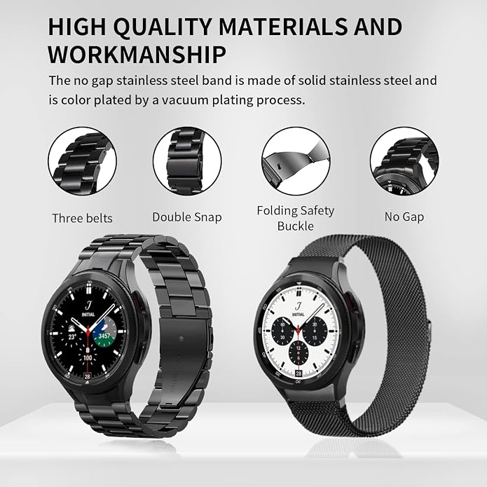 GOLDTOLUCK No Gap Stainless Steel Band Compatible with Samsung Galaxy Watch 8 7 6 5 4 Classic FE Pro Ultra 40mm 44mm 46mm 43mm 47mm 45mm 42mm Replacement Men Women Milanese Metal Elegant Casual