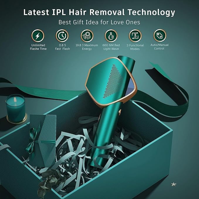 IPL Laser Hair Removal for Women and Men, Long-Lasting Results,999,999 Flashes Painless Hair Removal, 3-In-1 Permanent Hair Removal Device for Face Body Bikini Line Beauty Care