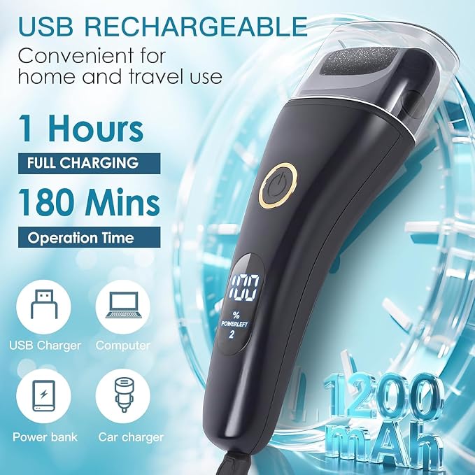Callus Remover for Feet - with Storage Cases&Larger Grinding Head&3Speed, Electric Foot File Pedicure Kit Foot Scrubber Deadskin Callus Remover, Foot Care Kit Pedicure Tools for Dead Skin Hardskin