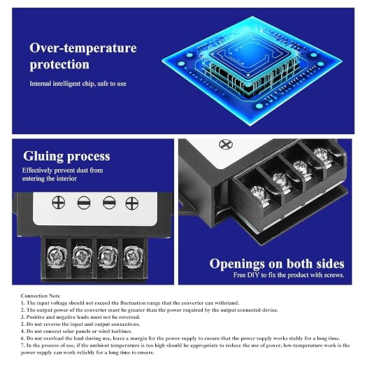 12V to 24V 3A 72W Boost Converter IP67- Dustproof Booster with Screwdriver - for Trucks/RVs/Off-Highway/Solar/for Harsh Environments - Dustproof/Vibration Resistant