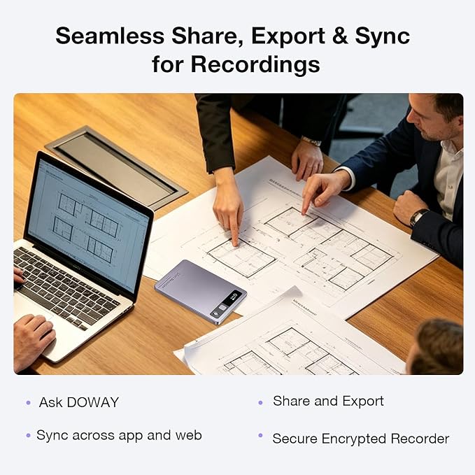 AI Voice Recorder, Transcribe & Summarize with AI Technology, App Control, 64GB Voice Recorder for Meetings & Calls, Supports 152 Languages, Ultra-Slim Recorder, Case Included, Gray