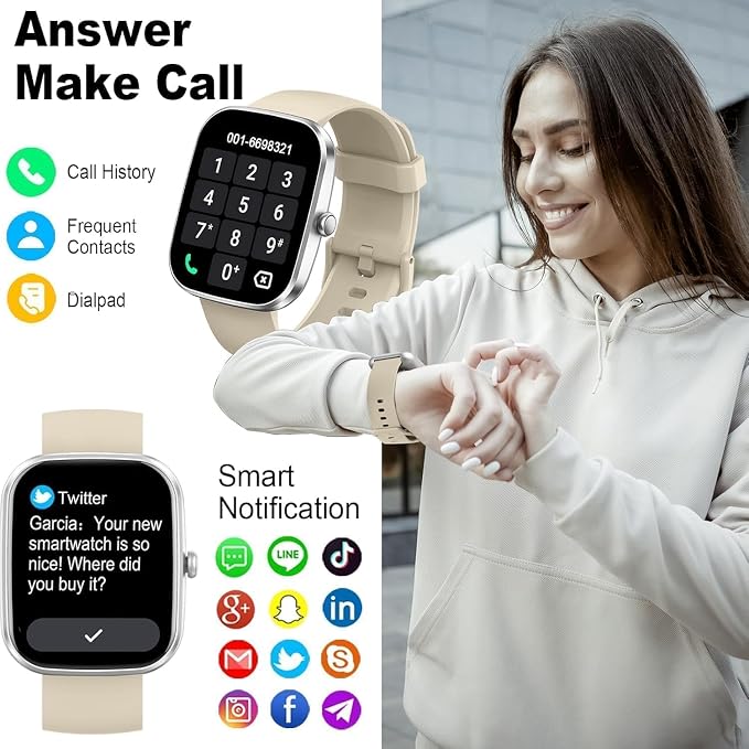Soudorv Smart Watch(Answer/Make Call), 1.91" Smartwatch for Men Women, 2026 New Fitness Watch with 110+ Sport Modes, Fitness Activity Tracke with Pedometer/Sleep, Silver-Beige