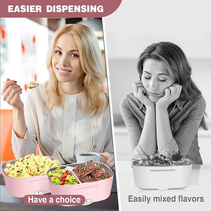 LAVAED Electric Heated Lunch Box - 80W Fast Heating, Portable Warmer for Car/Truck/Office/Outdoor, BPA Free