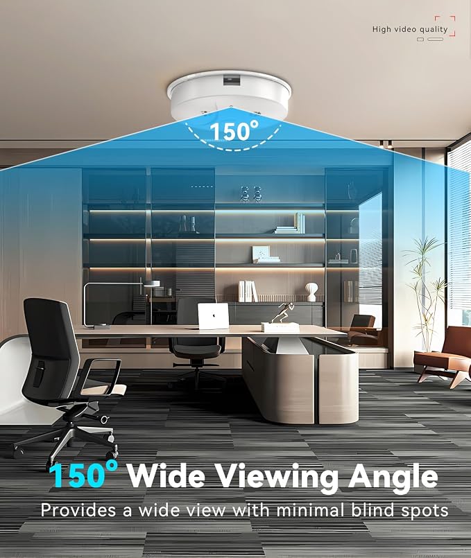 1080P HD Wireless WiFi Indoor Camera Smoke Detector for Home Security with App Control & Motion Detection,Outdoor Camera with Night Vision & Loop Recording for Office,Garage,Shop,Easy to Use
