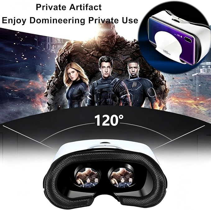 Virtual Reality Headset for Phone with Controller, 3D VR Glasses Adjustable VR Virtual Reality Goggles, Compatible 5.0-7.0 inch for iPhone & Android, for Movies Games（Black）