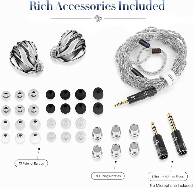 TRN Shell 3DD+1 Planar Hybrid IEM Earphones, HiFi Wired Earbuds | In Ear Monitor, Balanced Sound, Tunable Nozzles, Clear Vocals, for Singers, Musicians and Audiophiles, Detachable 2-pin Cable