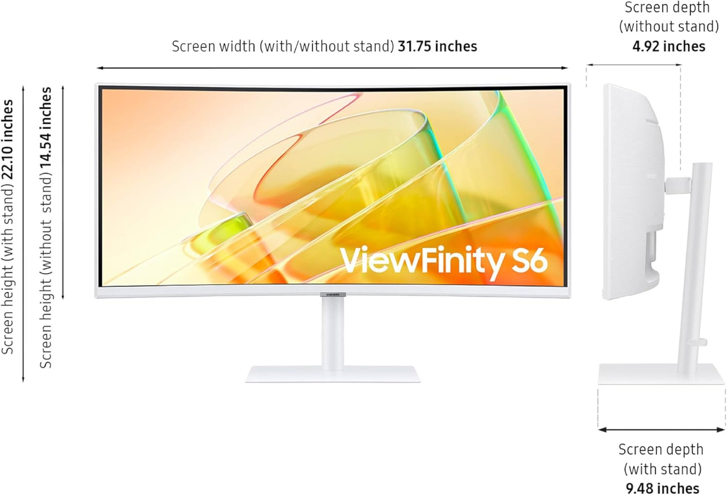 Samsung 34” ViewFinity (S65TC) Series Ultra-WQHD 1000R Curved Computer Monitor, HDR10, 100Hz, AMD FreeSync, Thunderbolt 4, Height Adjustable Stand, Built-in Speakers, Eye Care, LS34C650TANXGO, 2024