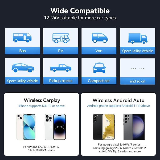 Portable Apple Carplay Screen for Car, 10" Wireless Car Play Touchscreen with 4K Dash Cam, 1080P Backup Camera, Carplay&Android Auto, Loop Recording, GPS Navigation, Bluetooth