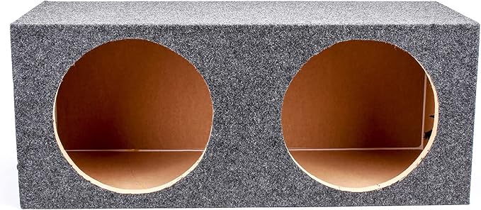 QPower 12 Inch Heavy Duty Dual Sealed Carpet Covered Car Audio Vehicle Subwoofer Enclosure Woofer Box with Spring Loaded Terminals, Charcoal Gray