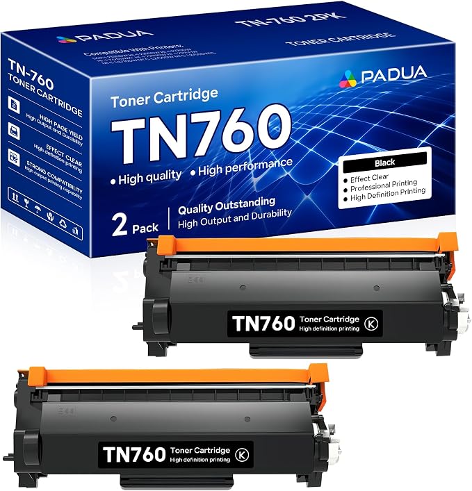 TN-760 TN760 High Yield Black Toner Cartridge Compatible Replacement for Brother TN 760 DCP-L2550DW HL-L2350DW HL-L2370DW HL-L2390DW HL-L2395DW MFC-L2710DW MFC-L2750DW Printer(2 Pack)