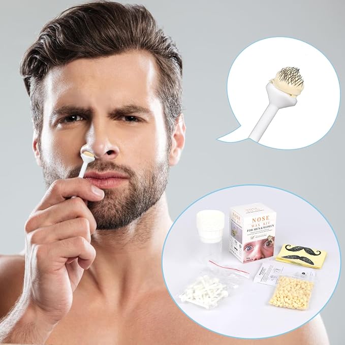 Nose Wax Kit from CoFashion - 50g Wax for Hair Removal, 20 Applicators (Up to 20 Uses), 10 Paper Cups for Nose and Ear Waxing