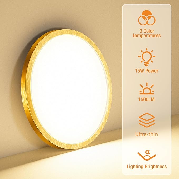 slochi 3 Pack Flush Mount Ceiling Light, 3000K-4000K-6500K Ceiling Light Fixture 7.5Inch, Ultra Thin Round White Flat led Lights for Bathroom Hallways Closet Laundry Bedroom Kitchen