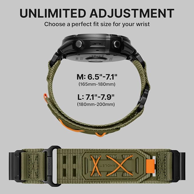 Bandletic Compatible with Garmin Epix Pro 2 Watch Band - 26mm Quick Fit Nylon Strap Replacement for Fenix 8 51mm 7X 6X Pro/5X Plus/3 HR/Instinct 2X Solar 3 50mm/Enduro/Tactix/Quatix 8 51mm 7x 6x 3/D2