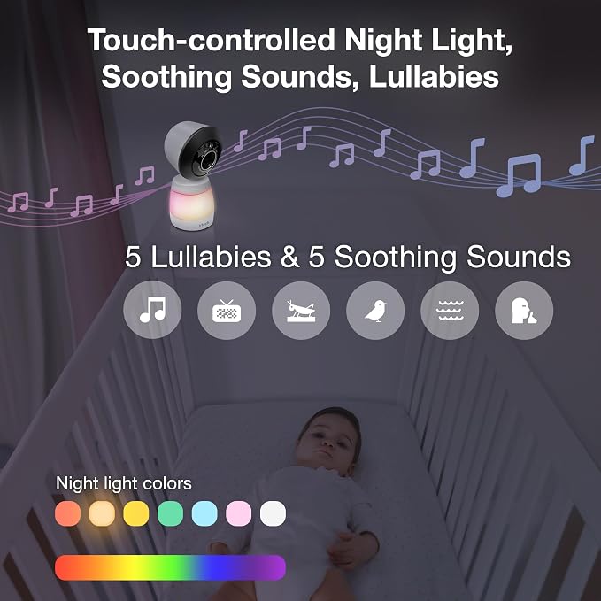 VTech Smart WiFi Baby Monitor – See Your Baby at Home or from Anywhere, 2K Camera, 5.5" Screen, 24X Zoom, Wide Angle, Night Vision, Night Light, Free App | Smart HD Plus