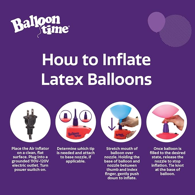 Balloon Time Electric Air Inflator and Deflator - Powerful Portable Electric Air Pump for Balloons, Balloon Arch, Party Decorations, Inflatables, and Air Mattresses