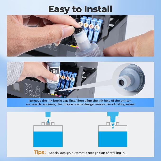 Compatible for EPT552 Black Ink Bottles ET-8550 ET-8500 Replacement for Ink Refill Bottle (2 Black) Work for Photo ET-8550 ET-8500 ET 8550 ET 8500 ET8550 ET8500 8550 8500 Supertank Printer