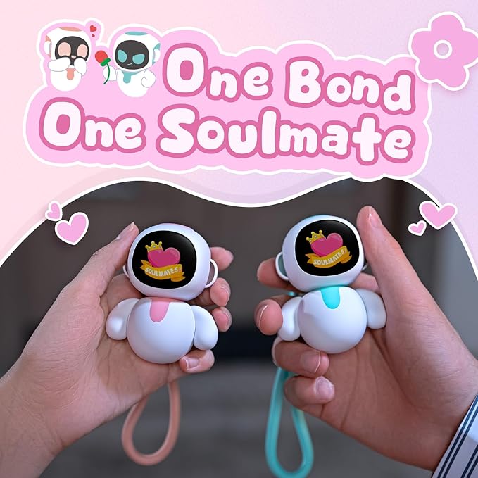 ENERGIZE LAB Eiliko Coral Pink - Your Tiny AI Charm Robot that Matches Every Daily Outfit, Fun Electronic Pendant Toys, for Couples and Best Friends.