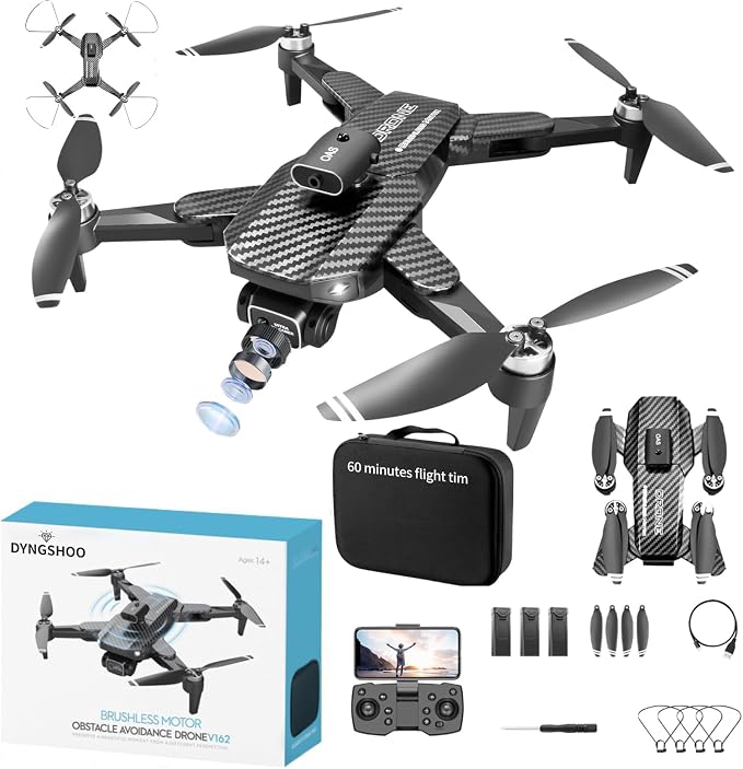 4K UHD GPS Drone with Camera (Equipped with dual cameras), Foldable RC FPV Drone, small-scale Drone Control Quadcopter With Height Setting Function, Six-pass Gyroscope, Gesture Photo, Video Recording, Headless Mode, Emergency Stop, Trajectory Gravity S...