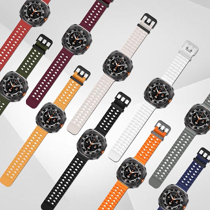 Sport Silicone Bands Compatible for Samsung Galaxy Watch Ultra 47mm (2025/2024), Breathable Wristband Waterproof Replacement Soft Silicone Strap for Men Women