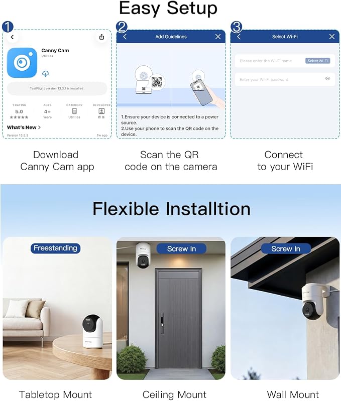 VIMTAG Pan/Tilt Outdoor Security Camera, 2.5K 4MP WiFi Home CCTV Camera, 360° View & Motion Tracking, Color Night Vision, 2-Way Audio, AI Detection Alarm, IP66, Cloud & SD Card Storage, Works w/Alexa